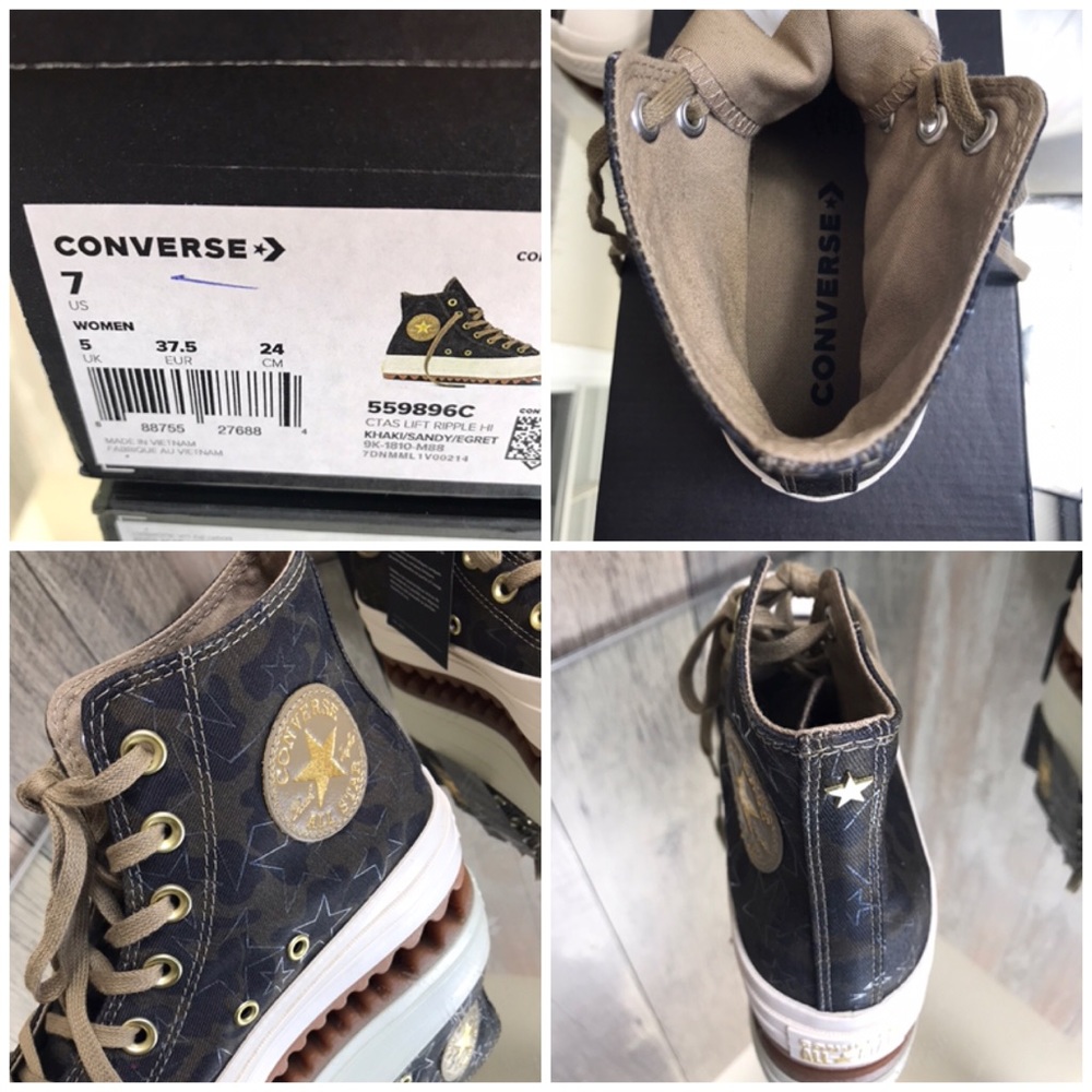 Converse Ctas Lift Ripple Canvas Khaki W AUTHENTIC - Picture 8 of 8